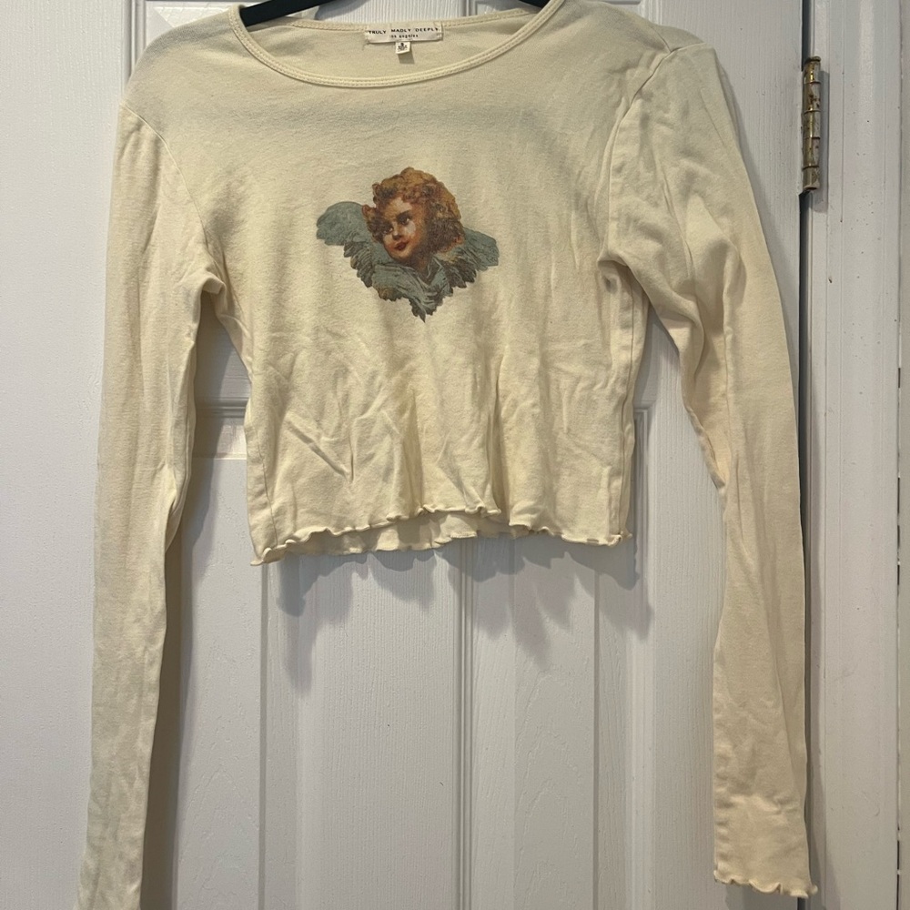 Truly Madly Deeply Cream Long Sleeve Top